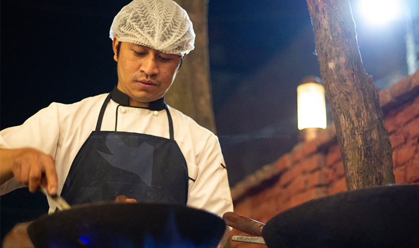 Chef Ashok Tamang cooking for waterhole Fusion Night